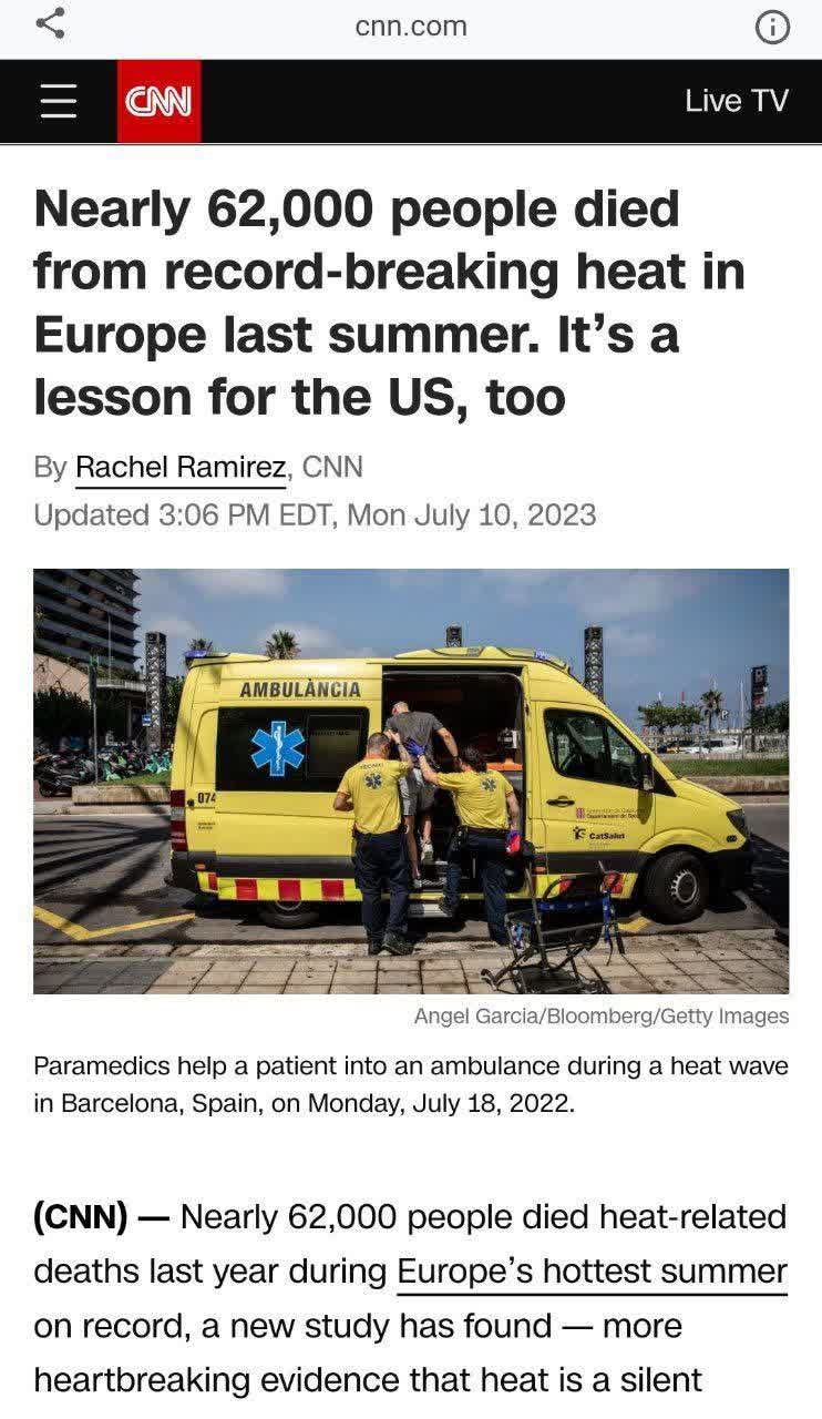 فوت ۶۲ هزار نفر توی اروپا به خاطر گرما