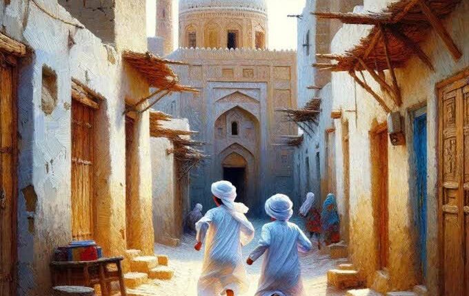 تصویر هوش مصنوعی از لحظه دویدن حسنین برای رساندن خبر شهادت حضرت زهرا