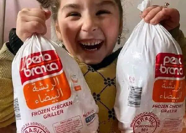 شادی جالب یک کودک فلسطینی در نوار غزه پس از دریافت مرغ