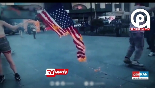 عصبانیت شدید مجری شبکه اینترنشنال از آتش زدن پرچم آمریکا
