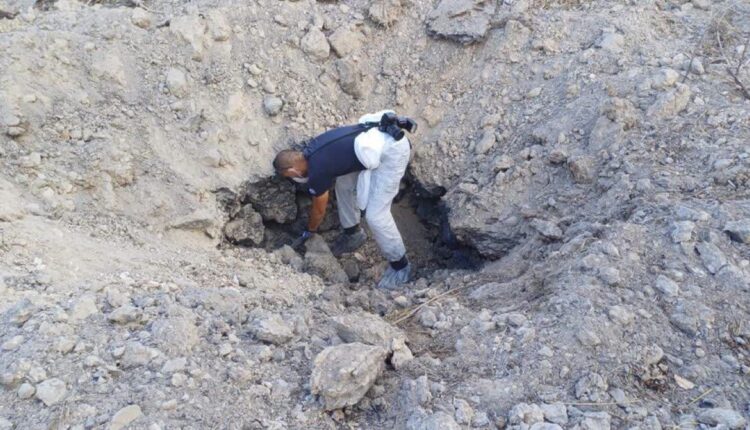 تصاویر محل چاله انفجار و اصابت سرجنگی موشک شلیک شده از طرف یمن