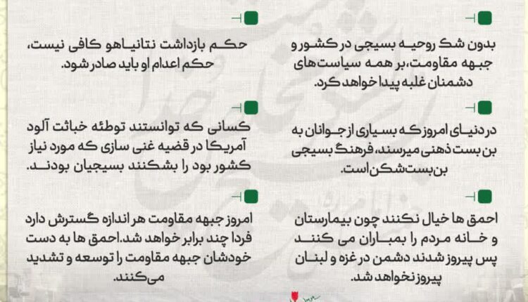گزیده بیانات رهبر معظم انقلاب اسلامی در دیدار هزاران نفر از بسیجیان سراسر کشور