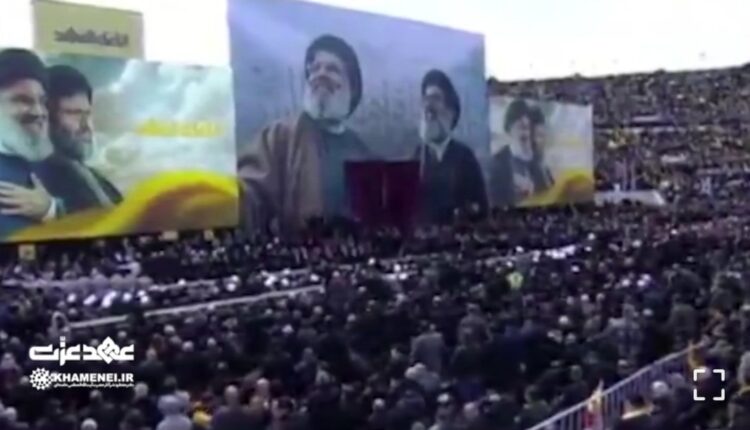 قرائت پیام رهبر انقلاب در مراسم تشییع شهدای مقاومت