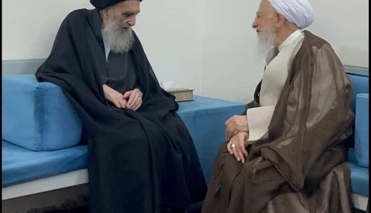 دیدار امروز آیت‌الله جوادی آملی با آیت‌الله سیستانی