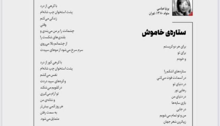 شهیده پرنیا عباسی متولد ۱۳۸۰ شاعر و معلم زبان